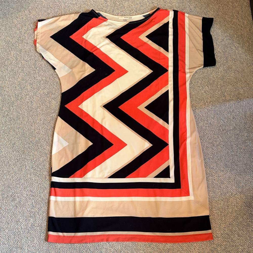 Studio One Chevron Mini Dress - Black, Red, Cream